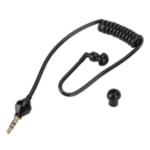 hakeeta single earbud, ear-hook earphone, wired earpiece, spiral air tube, in ear, lightweight, monaural, comfortable, without microphone, 3.5mm, for mp3 phone bluetooth, black