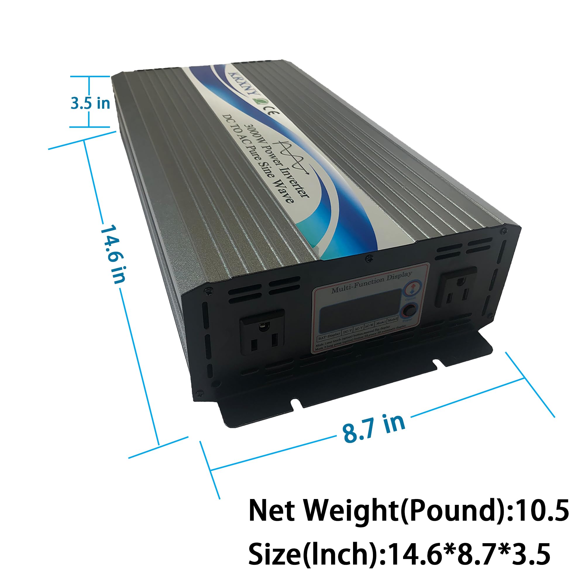 KRXNY 3000W Off Grid Pure Sine Wave Power Inverter 48V DC to 110V 120V AC 60HZ with LCD Display