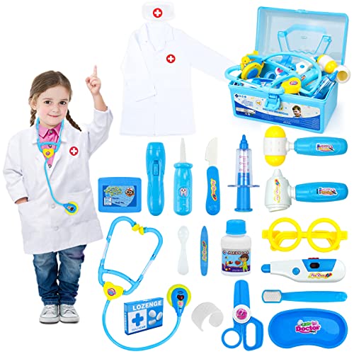 Doctor Kit for Toddlers 3-5 Kids Toys for 2 3 4 Year Old Girls Boys Dentist Doctor Set Costume Medical Kit Pretend Play Dress Up Educational Role Play Birthday Girls Gifts for Aged 2-4 3-5