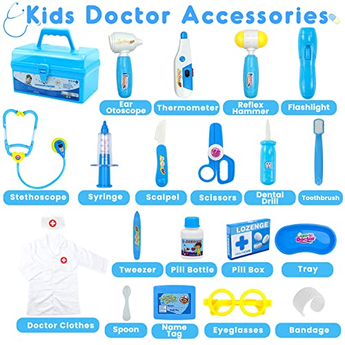 Doctor Kit for Toddlers 3-5 Kids Toys for 2 3 4 Year Old Girls Boys Dentist Doctor Set Costume Medical Kit Pretend Play Dress Up Educational Role Play Birthday Girls Gifts for Aged 2-4 3-5