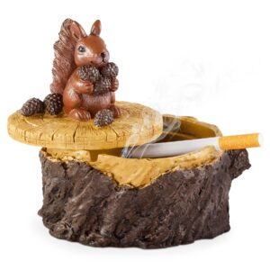 grovind outdoor ashtrays for cigarettes cute resin squirrel ashtray with lid for home and garden