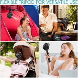 COMLIFE Misting Stroller Fan, 2500mAh Battery Powered Personal Desk Fan with Flexible Tripod, 3 Speed USB Fan for Stroller Office Camping,Black