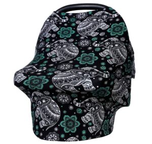 xnn nursing cover for baby breastfeeding - car seat canopy,shopping cart, high chair, stroller - all-in-1 soft breathable stretchy 95% cotton infinity nursing cover up for girls, boys (elephant)