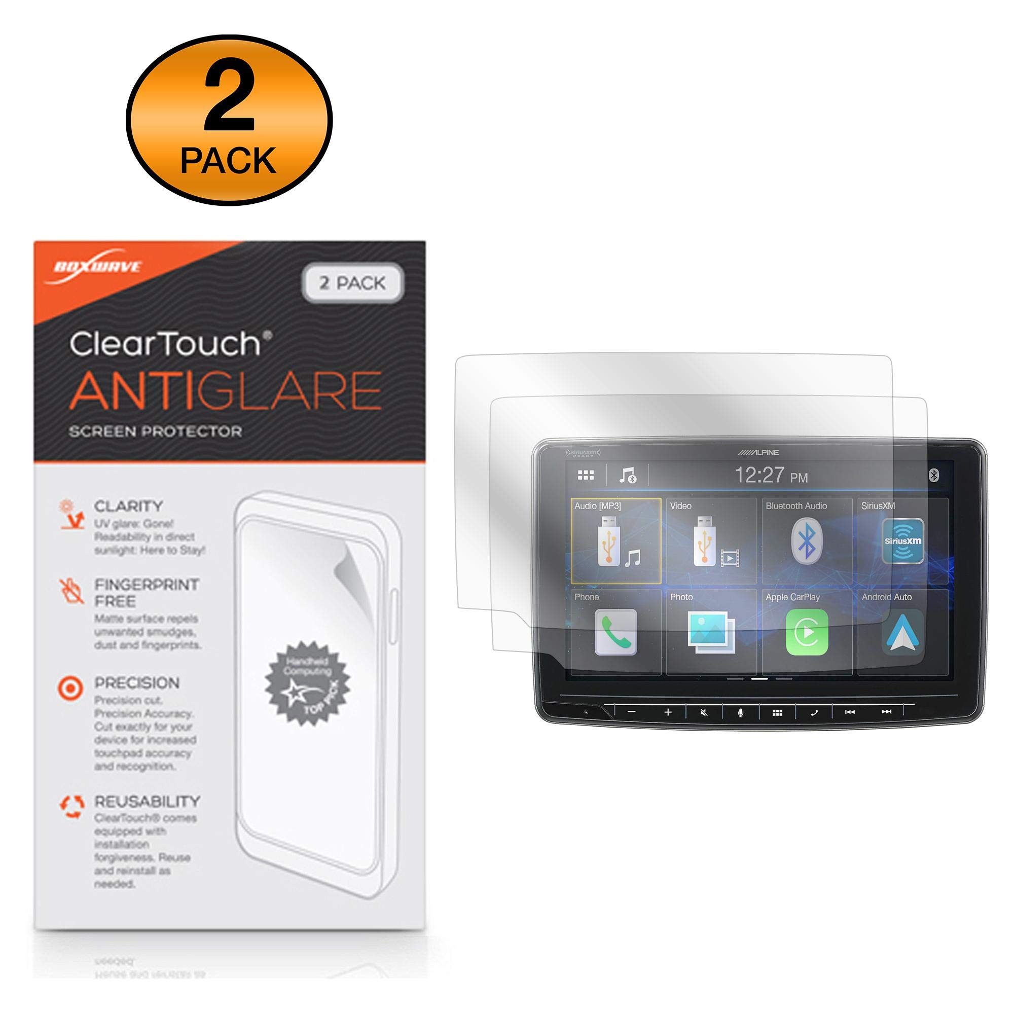 BoxWave Screen Protector Compatible with Alpine ILX-F259 - ClearTouch Anti-Glare (2-Pack), Anti-Fingerprint Matte Film Skin for Alpine ILX-F259, Alpine ILX-F259, ILX-F409, ILX-F309