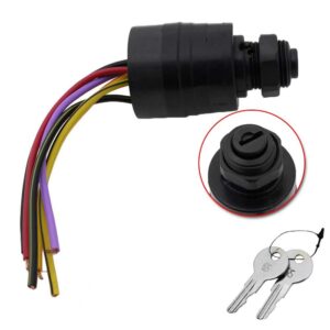 ignition switch, boat push to choke 6 wire base ignition key switch replaces for mercury 87-88107a5 with 2 keys 6 wire connectors