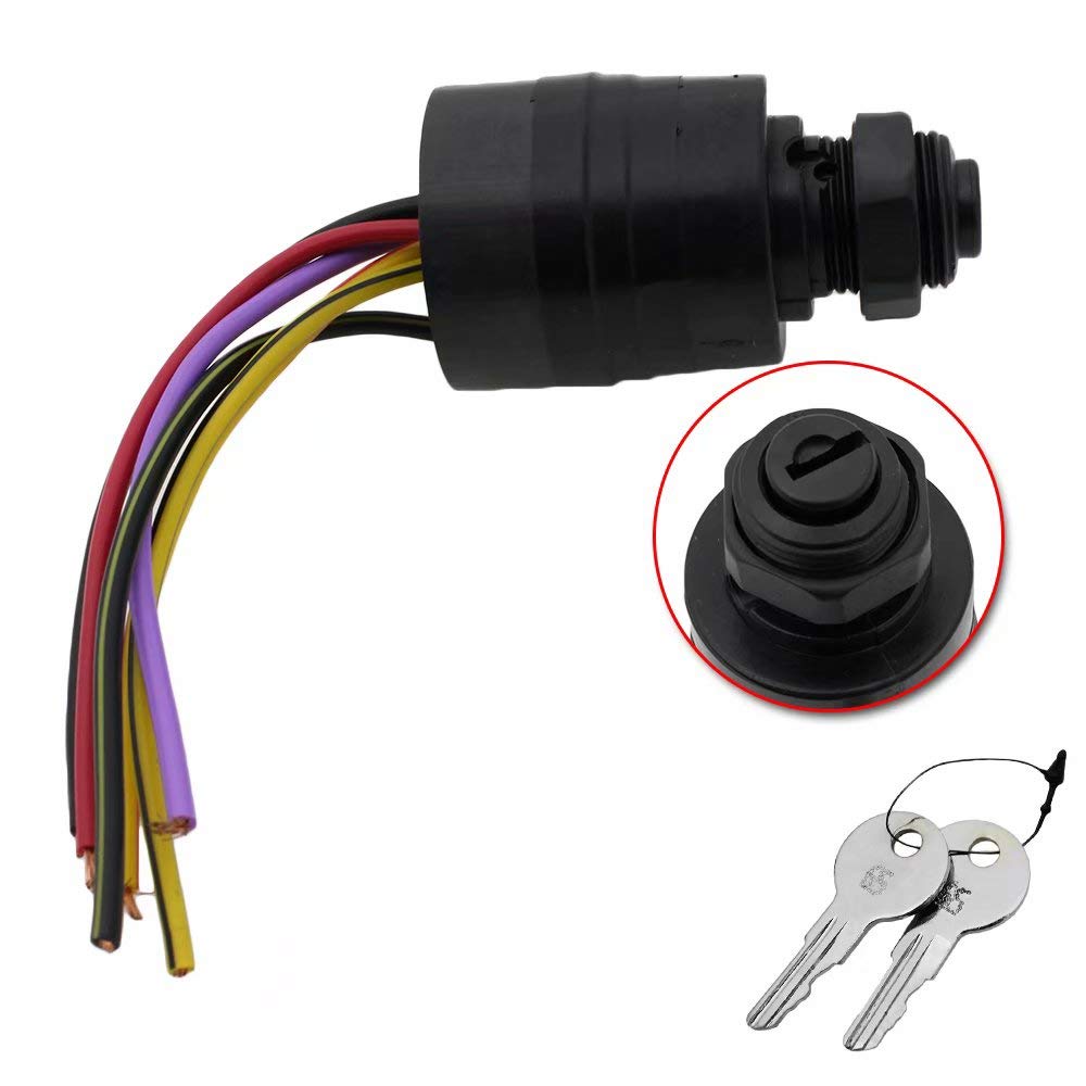 Ignition Switch, Boat Push to Choke 6 Wire Base Ignition Key Switch Replaces for Mercury 87-88107A5 with 2 Keys 6 Wire Connectors