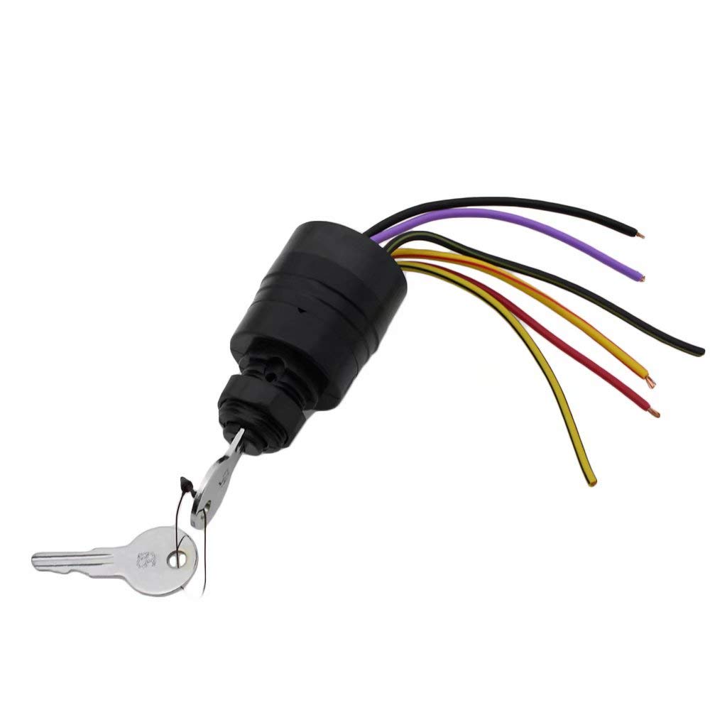 Ignition Switch, Boat Push to Choke 6 Wire Base Ignition Key Switch Replaces for Mercury 87-88107A5 with 2 Keys 6 Wire Connectors