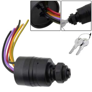 Ignition Switch, Boat Push to Choke 6 Wire Base Ignition Key Switch Replaces for Mercury 87-88107A5 with 2 Keys 6 Wire Connectors