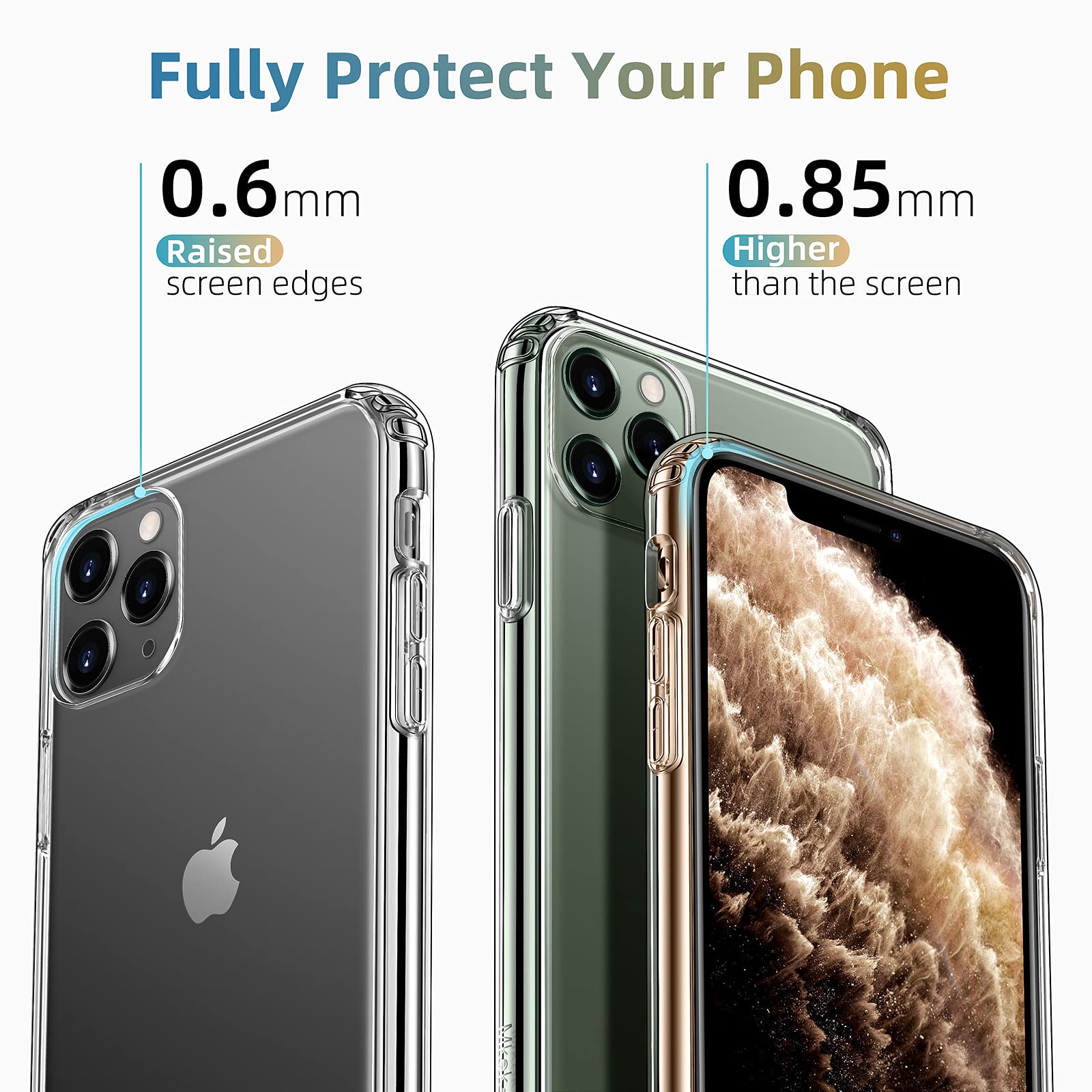 Mkeke Compatible with iPhone 11 Pro Max Case, Clear iPhone 11 Pro Max Cover Shock Absorption Phone Cases 6.5 inch