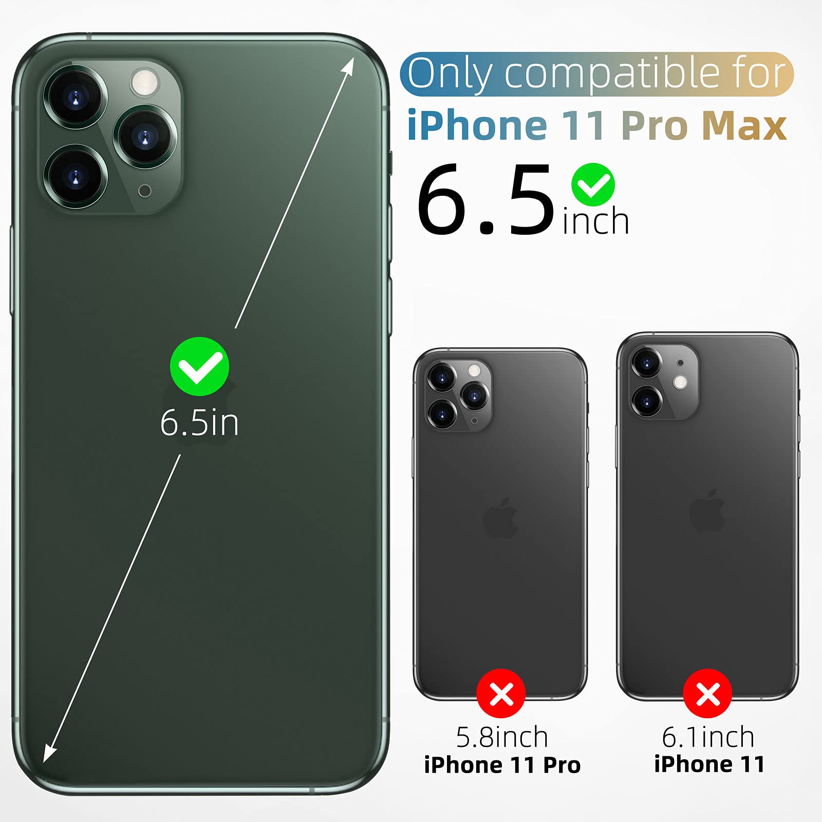 Mkeke Compatible with iPhone 11 Pro Max Case, Clear iPhone 11 Pro Max Cover Shock Absorption Phone Cases 6.5 inch