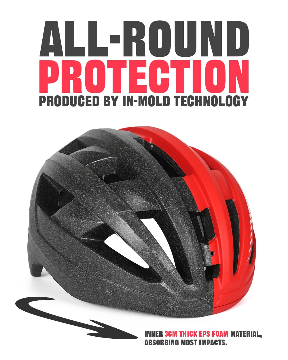 VICTGOAL Bike Helmet with USB Rechargeable Rear Light Detachable Magnetic Goggles Removable Sun Visor Mountain & Road Bicycle Helmets for Men Women Adult Cycling Helmets (L: 57-61 cm, Red)