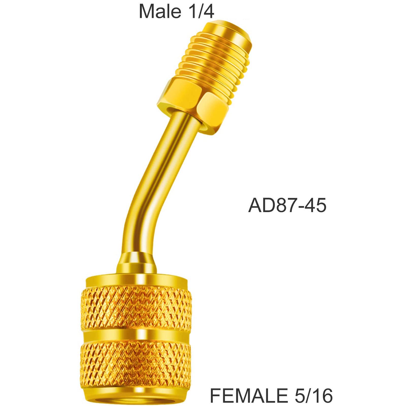 R410a Charging Vacuum Port Adapter Brass Converter with Thimble 5/16 Inch Female Quick Coupler to 1/4 Inch Male Flare for Mini Split System Air Conditioner HVAC Refrigeration Service (2 Packs)