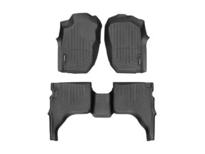 weathertech custom fit floorliners for toyota tacoma - 1st & 2nd row (441212-1-2), black