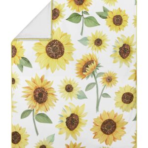 Sweet Jojo Designs Yellow, Green and White Sunflower Boho Floral Baby Girl Nursery Crib Bedding Set - 4 Pieces - Farmhouse Watercolor Flower