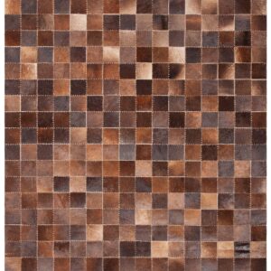 SAFAVIEH Studio Leather Collection 5' x 8' Brown / Beige STL815T Handmade Mid-Century Modern Leather Area Rug