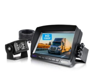 zeroxclub rear view camera kit, wired backup camera system 7 inch monitor ip69 waterproof ir night vision 149° view reversing camera for truck/semi-trailer/box truck/rv(sy01)