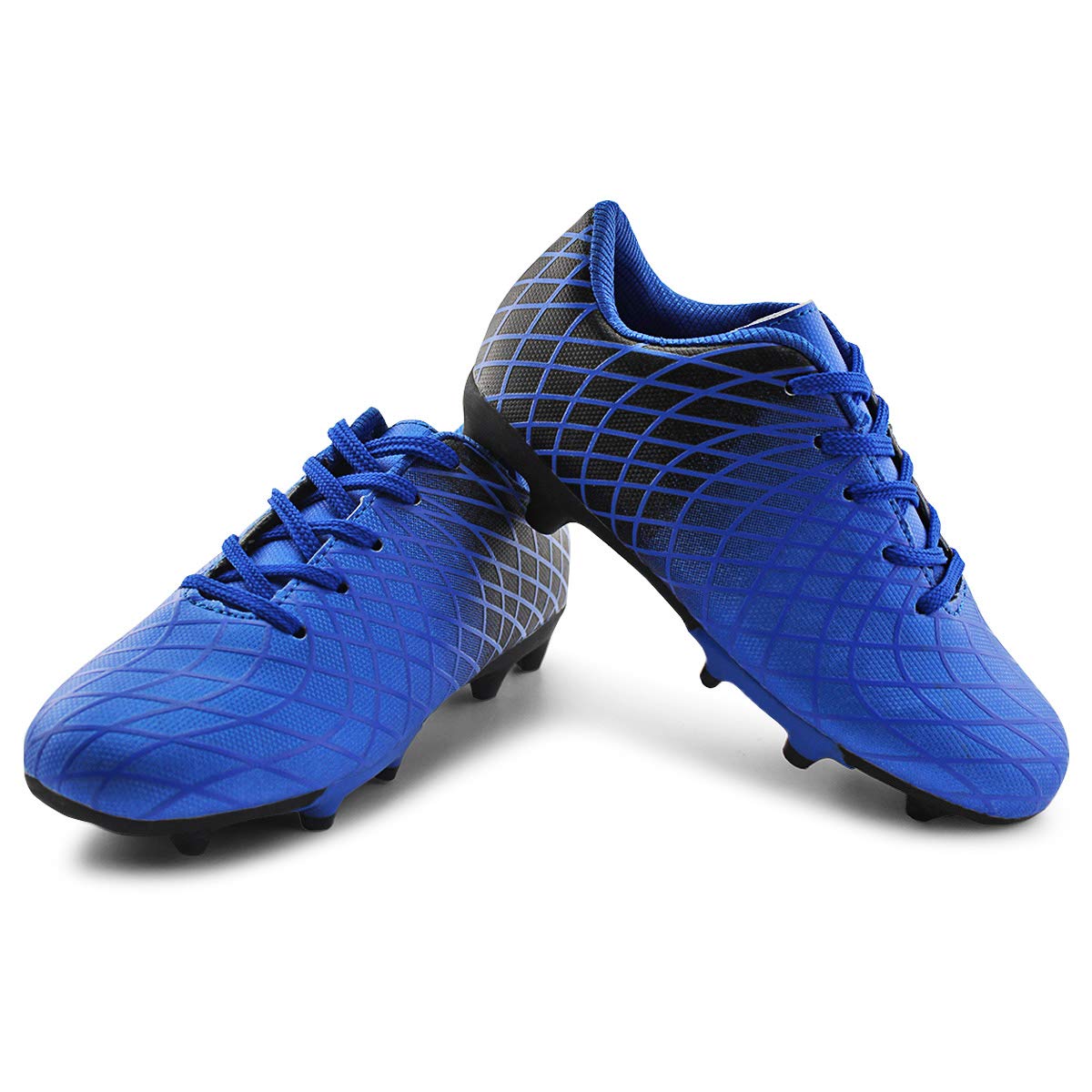 JABASIC Kids Outdoor Soccer Cleats Athletic Firm Ground Football Shoes (3.5,Blue)