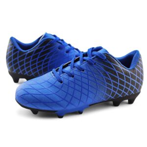 JABASIC Kids Outdoor Soccer Cleats Athletic Firm Ground Football Shoes (3.5,Blue)