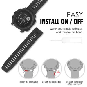 MoKo Watch Strap Compatible with Garmin Instinct Esports/Solar/Tactical/Tide Military Watch,Soft Silicone Adjustable Replacement Band Fit Garmin Instinct 2 Sports GPS Smart Watch - Black