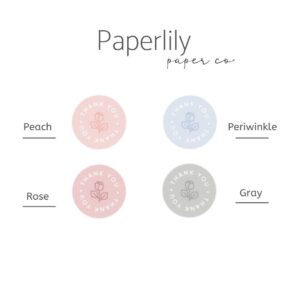 PAPERLILY Floral Thank You Stickers I 1.5 inches I 500 Labels Per Roll I Pink/Gray/Blue/Rose Neutral Sticker