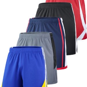 Pack of 5 Men's Athletic Basketball Shorts Mesh Quick Dry Activewear with Pockets (Set 3, Small)