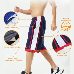 Pack of 5 Men's Athletic Basketball Shorts Mesh Quick Dry Activewear with Pockets (Set 3, Small)