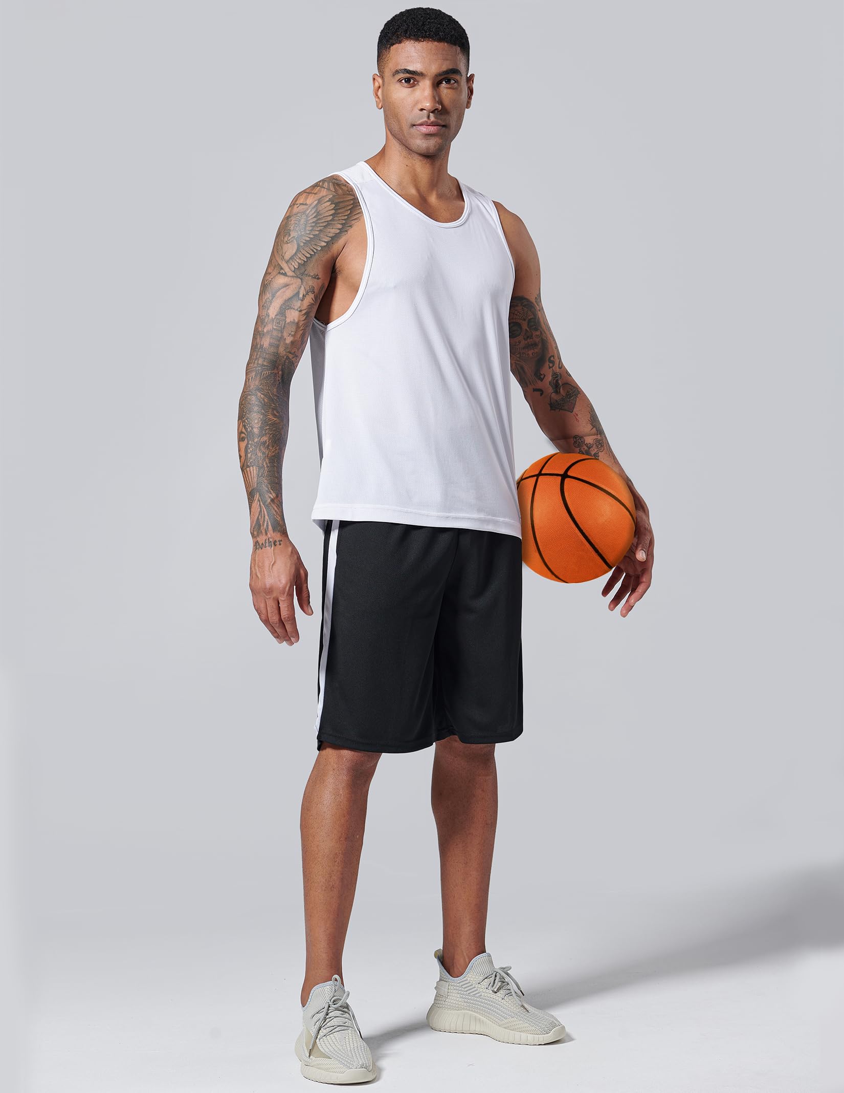 Pack of 5 Men's Athletic Basketball Shorts Mesh Quick Dry Activewear with Pockets (Set 3, Small)