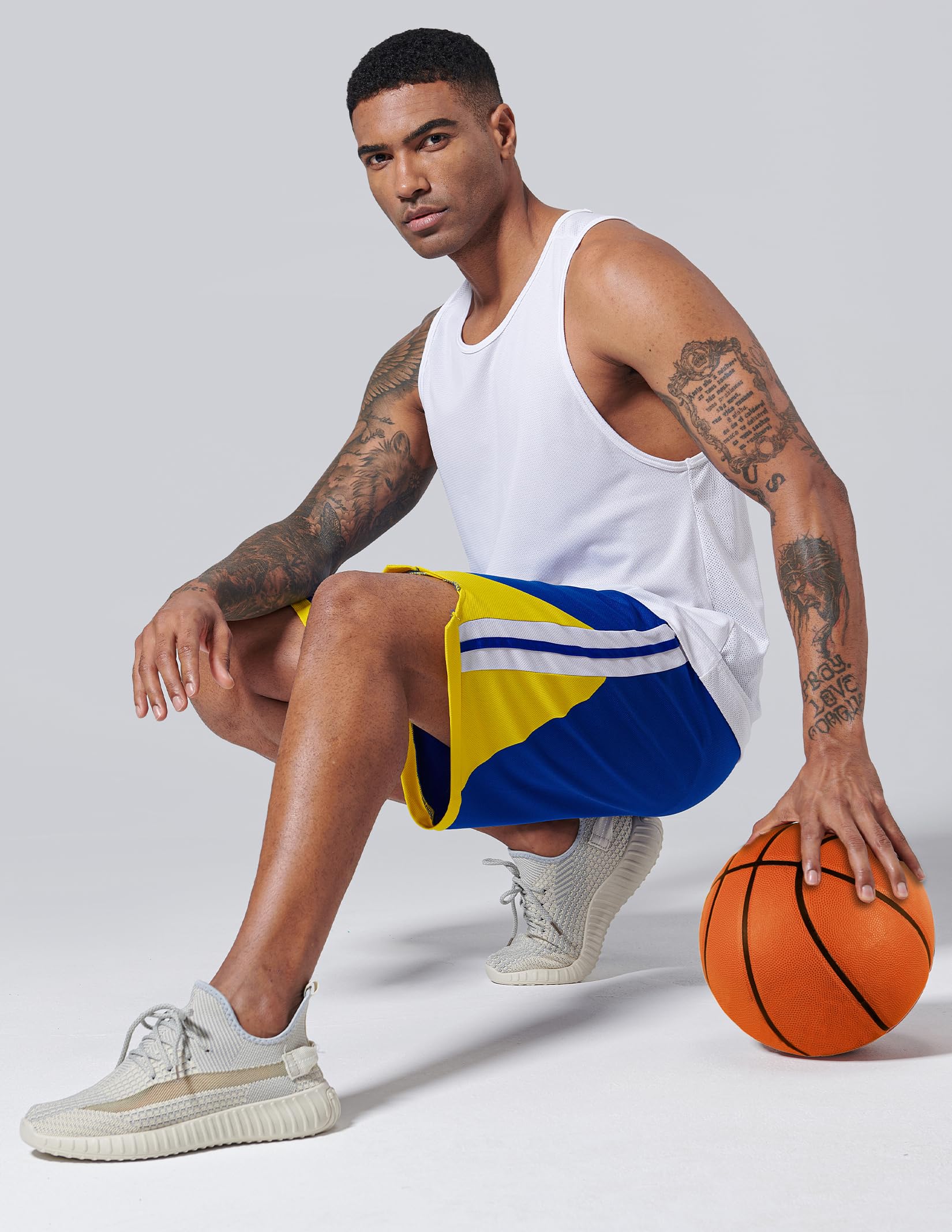 Pack of 5 Men's Athletic Basketball Shorts Mesh Quick Dry Activewear with Pockets (Set 3, Small)