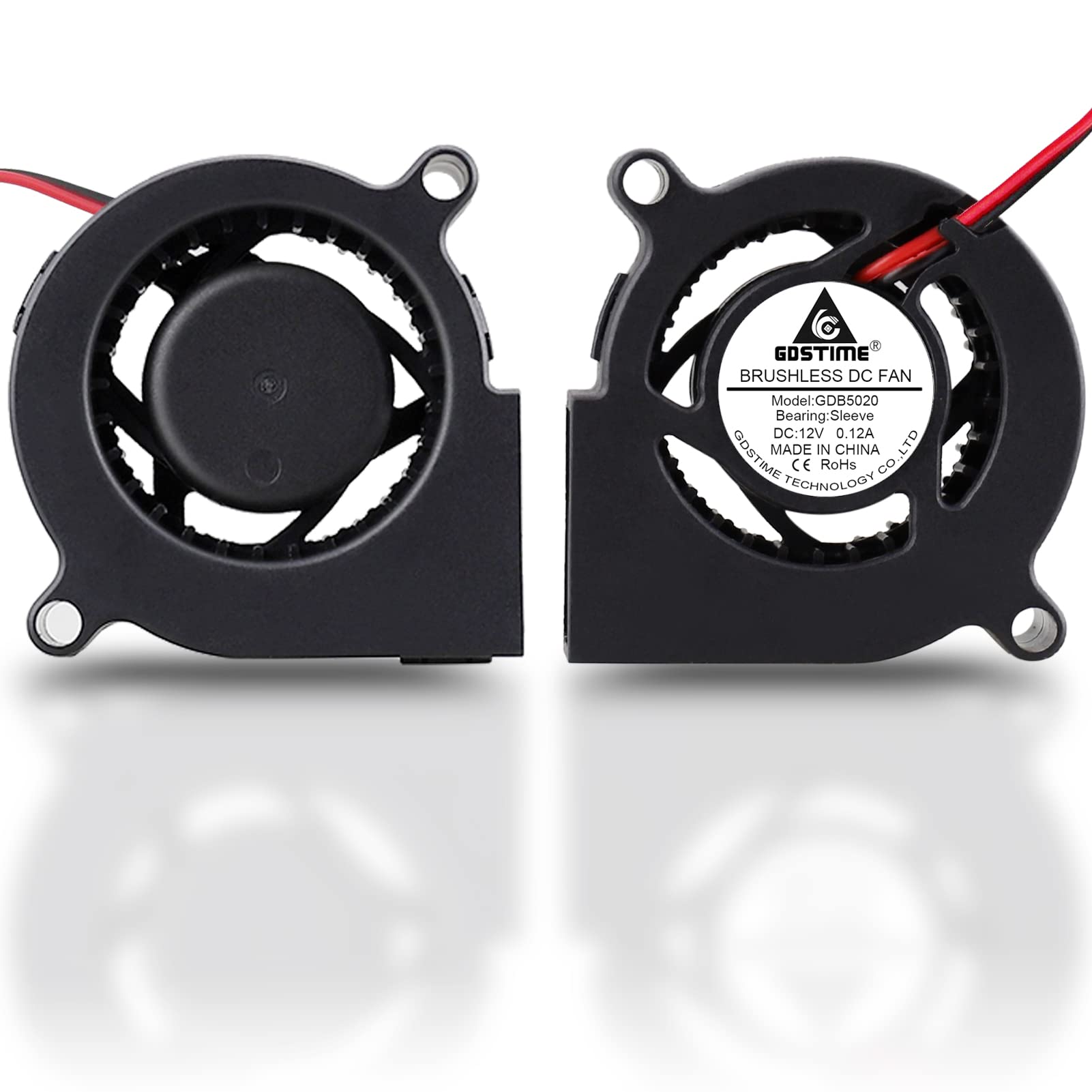 GDSTIME 50mm Turbo Cooling Fan, 12v Blower Fan, 50mm x 20mm DC Brushless Blower Fan Diagonal Hole Distance 57MM