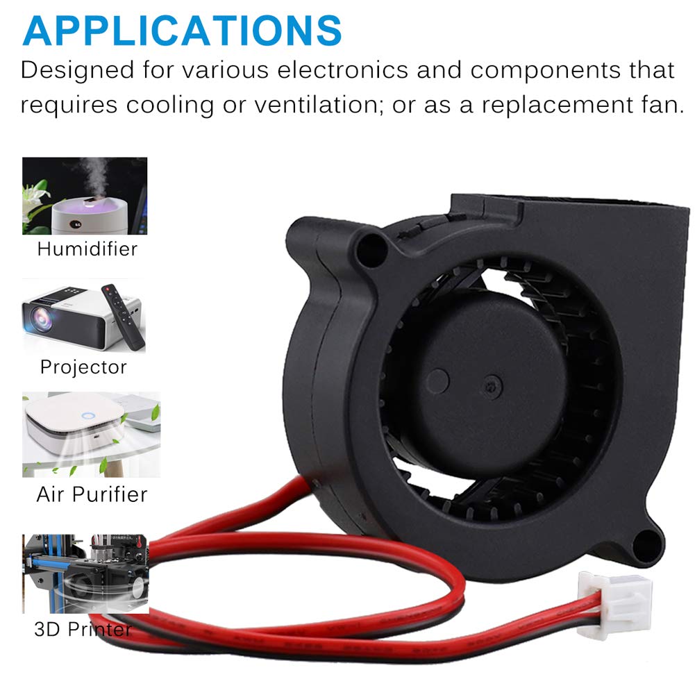 GDSTIME 50mm Turbo Cooling Fan, 12v Blower Fan, 50mm x 20mm DC Brushless Blower Fan Diagonal Hole Distance 57MM