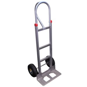 us cargo control aluminum hand truck w/wide 18" nose plate & pneumatic wheels