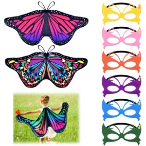 9 pieces kids butterfly costume fairy butterfly wings masquerade masks halloween girls dress up pretend play (classic series)
