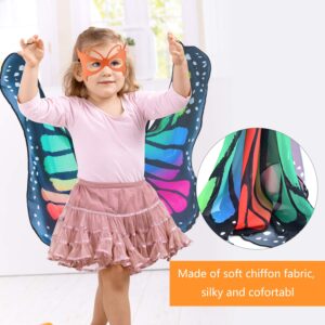 9 Pieces Kids Butterfly Costume Fairy Butterfly Wings Masquerade Masks Halloween Girls Dress Up Pretend Play (Classic Series)