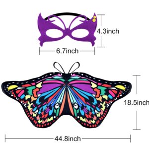 9 Pieces Kids Butterfly Costume Fairy Butterfly Wings Masquerade Masks Halloween Girls Dress Up Pretend Play (Classic Series)