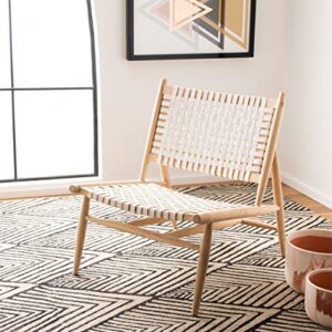safavieh home soleil white and natural leather woven accent chair