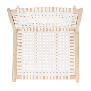 Safavieh Home Soleil White and Natural Leather Woven Accent Chair