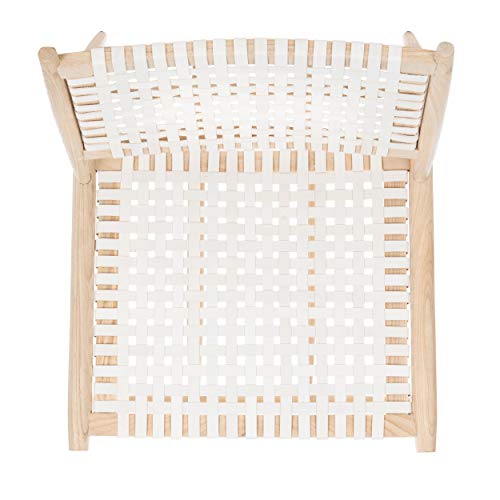 Safavieh Home Soleil White and Natural Leather Woven Accent Chair