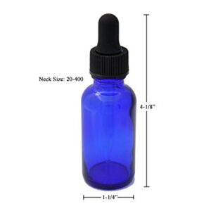 Dropper Stop® 1oz Cobalt Blue Glass Dropper Bottles (30mL) with Tapered Glass Droppers - Pack of 2