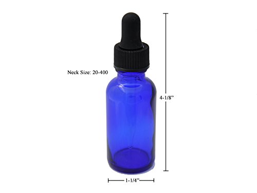 Dropper Stop® 1oz Cobalt Blue Glass Dropper Bottles (30mL) with Tapered Glass Droppers - Pack of 2