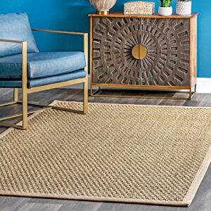 nuloom hesse checker weave seagrass indoor/outdoor accent rug, 3x5, natural