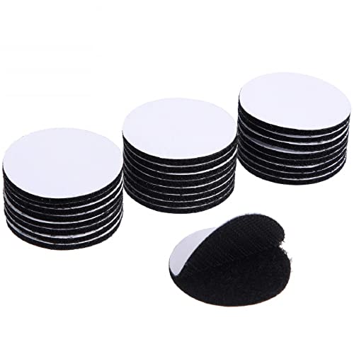 24 Pcs Black Sticky Adhesive Dots Self Adhesive Tape, Industrial Strength Hook Dots, Double Sided Loop Sticky Tape for Home Office Wall Decor Heavy Duty Carpet Gripper Tools Hanging (Round Style 1)