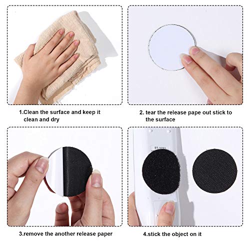 24 Pcs Black Sticky Adhesive Dots Self Adhesive Tape, Industrial Strength Hook Dots, Double Sided Loop Sticky Tape for Home Office Wall Decor Heavy Duty Carpet Gripper Tools Hanging (Round Style 1)