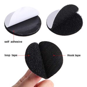 24 Pcs Black Sticky Adhesive Dots Self Adhesive Tape, Industrial Strength Hook Dots, Double Sided Loop Sticky Tape for Home Office Wall Decor Heavy Duty Carpet Gripper Tools Hanging (Round Style 1)