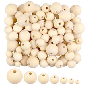 1000 Pcs Wooden Beads Natural Unfinished Wood Beads for Crafts, 7 Sizes Beads for Jewelry Making, Garland, Home/Farmhouse Decor and DIY - 6mm, 8mm, 10 mm, 12 mm, 14mm, 16mm, 20mm