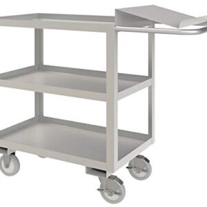 Durham SOPC1618303ALU5PU Stainless Order Picking Cart, 3 shelves