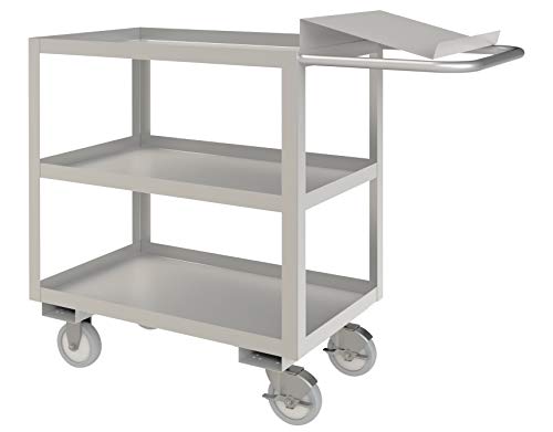 Durham SOPC1618303ALU5PU Stainless Order Picking Cart, 3 shelves