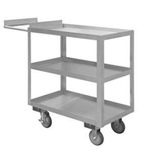 Durham SOPC1618303ALU5PU Stainless Order Picking Cart, 3 shelves