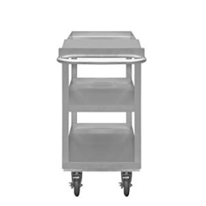 Durham SOPC1618303ALU5PU Stainless Order Picking Cart, 3 shelves