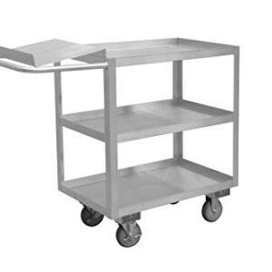 Durham SOPC1618303ALU5PU Stainless Order Picking Cart, 3 shelves