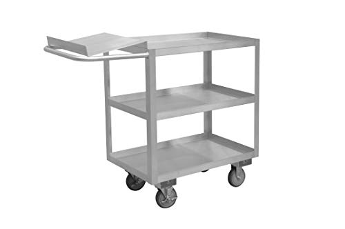 Durham SOPC1618303ALU5PU Stainless Order Picking Cart, 3 shelves